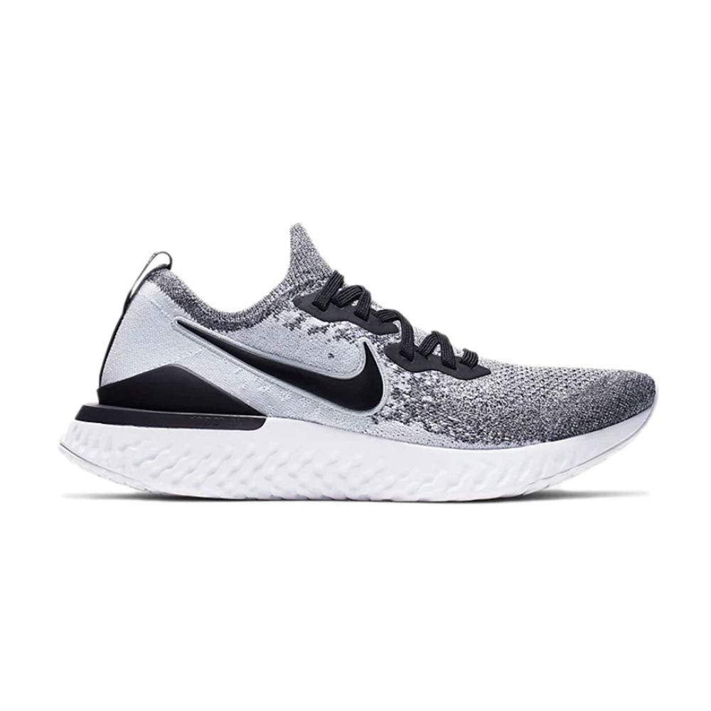 Nike Men's Epic React Flyknit 2 shoe, White/Pure Platinum/Black, 8.5