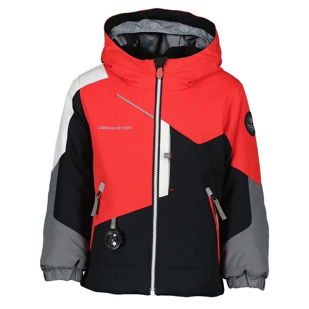 Obermeyer Kids Orb Jacket for Toddler, Little, and Big Kids - Fleece Chin Warmer, Interior Stash Pocket, and Cosy Jacket Red 7 Little Kid One Size