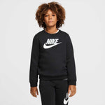 Nike Boy's Sportswear Club + HBR Crew 2 Tee (Little Kids/Big Kids) Black LG (14-16 Big Kids)
