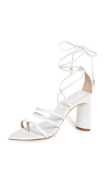 SCHUTZ Women's Leaf Strappy Sandals, White, 7 Medium US