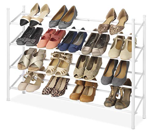 Whitmor 2-Tier Expandable and Stackable Shoe Rack, White