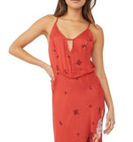 Free People Get to You Printed Maxi Dress Scarlet Combo XL (Women's 14)