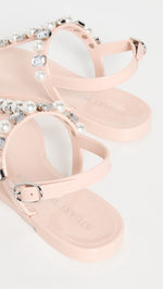 Stuart Weitzman Women's Goldie Crystal Jelly Sandals, Poudre, 8 Medium US