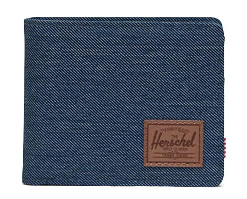 Herschel Supply Co. Roy Coin RFID Indigo Denim Crosshatch/Saddle Brown One Size