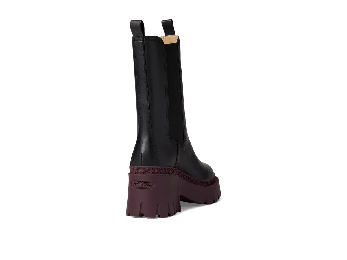 Coach Alexa Leather Bootie Black/Deep Berry 7 B (M)