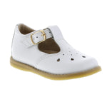 FOOTMATES Harper Mary Jane T-Strap Girls Flat Leather Walking Shoes with Custom-Fit Insoles, Slip-Resistant Non-Marking Outsoles - for Toddlers and Little Kids, Ages 1-8 5 Toddler White