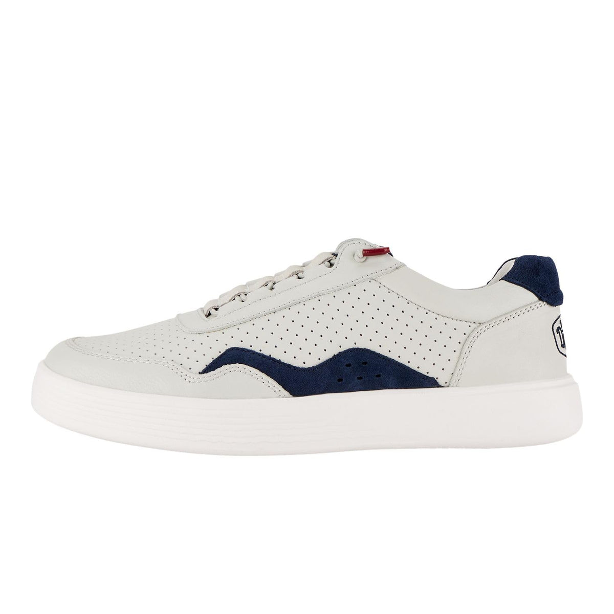 HEYDUDE Men's Hudson M Leather Light Grey/Navy Size 15 | Men's Shoes | Men Slip-on Sneakers | Comfortable & Light-Weight