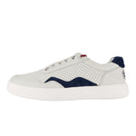 HEYDUDE Men's Hudson M Leather Light Grey/Navy Size 15 | Men's Shoes | Men Slip-on Sneakers | Comfortable & Light-Weight