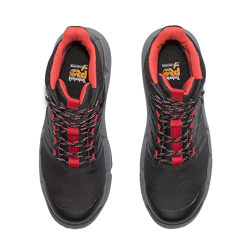 Timberland PRO Men's Morphix 6 Inch Composite Safety Toe Waterproof Industrial Casual Sneaker Boot, Black/Red, 13