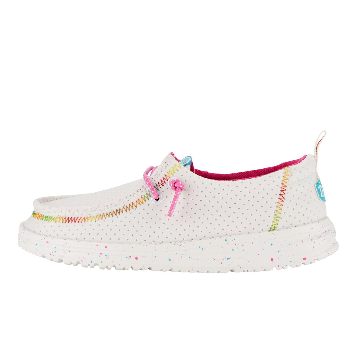 HEYDUDE Girl's Wendy Y Perf Neoprene White Size 12 | Youth's Shoes | Youth Slip-on Loafers | Comfortable & Light-Weight