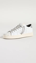 P448 Women's Jack Sneakers, Molly, Print, White, 5 Medium US