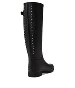 Hunter Refined Tall Studded Back Strap Boot Black 8 M