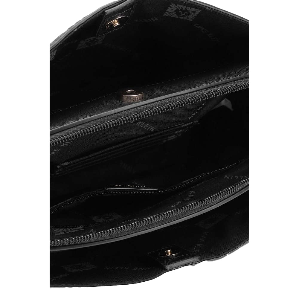 Anne Klein Tile Lion Logo Embossed Triple Compartment Crossbody Black One Size