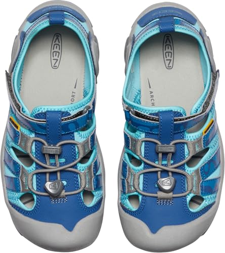 KEEN Knotch Creek Casual Comfortable Sandals, Fjord Blue/Ipanema, 2 US Unisex Big Kid