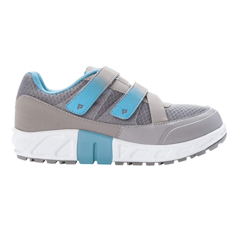 Propet Women's Matilda Strap Sneaker, Grey/Blue, 07 2E US