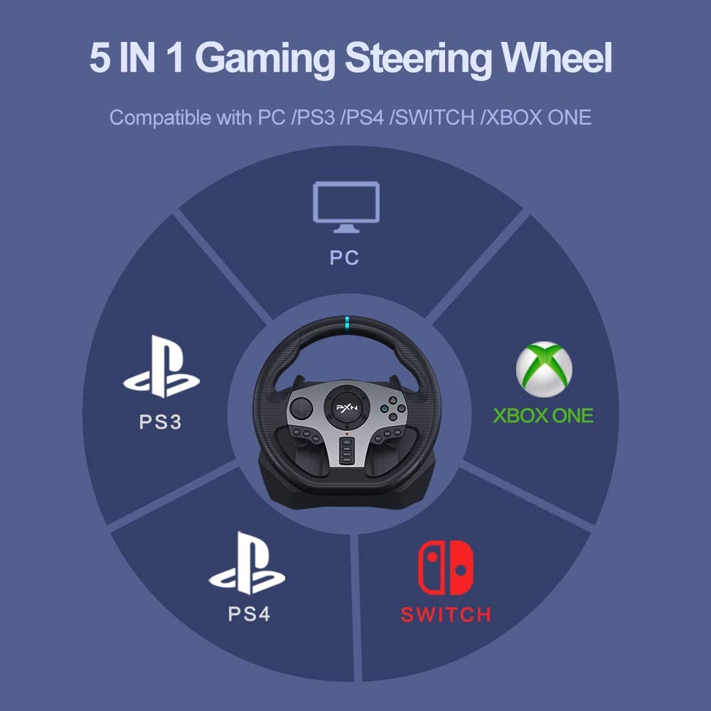 Racing Steering Wheel Gaming Racing Wheel, Used - Like New PXN Driving Wheel Volante PC 270/900 Degree Vibration and Shifter with Pedals for PC,PS3,PS4(V9-2)