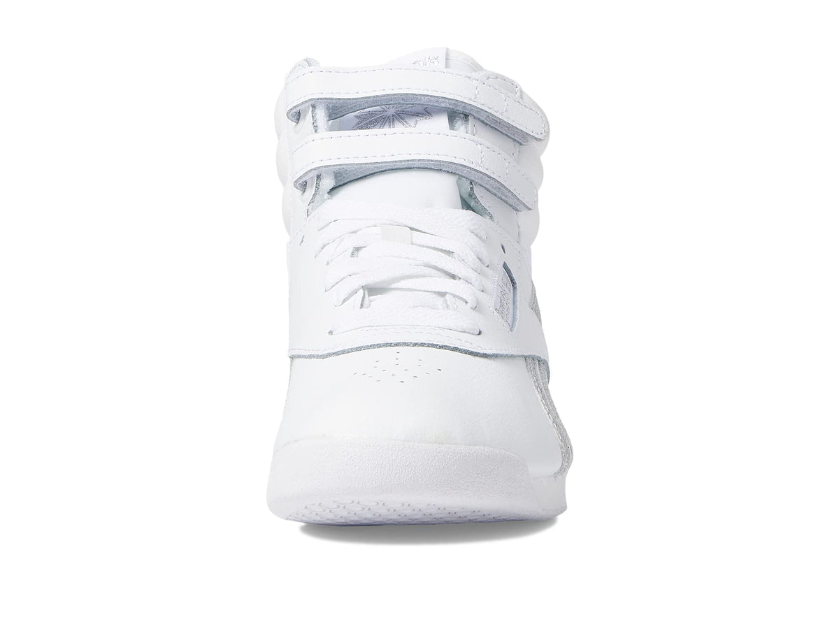 Reebok Freestyle Hi High Top White/Silver Metallic 9 B (M)