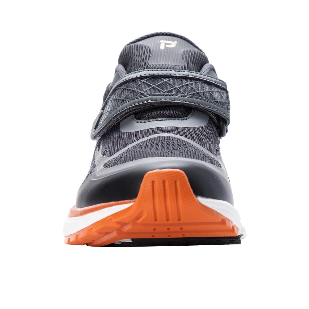 Propet Men One Strap Sneaker, Burnt Orange/Dark Grey, 07 E US