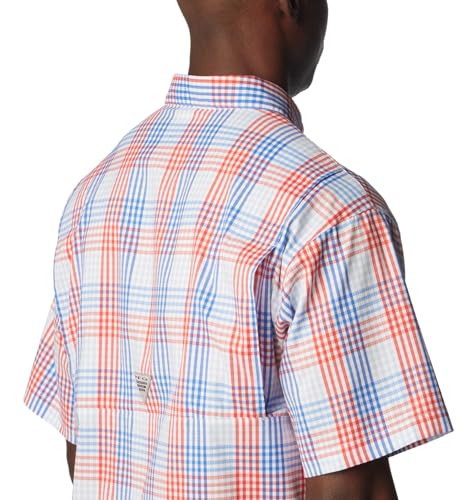 Columbia Men's Super Tamiami Short Sleeve Shirt, Vivid Blue/All Over Gingham, Small