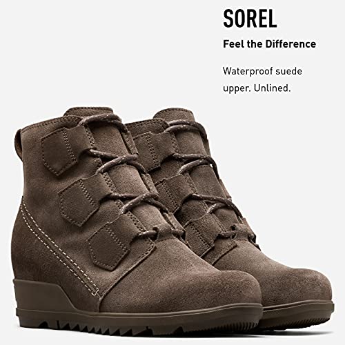 SOREL - Women's Evie Lace Waterproof Suede Ankle Bootie, Major, 8 M US