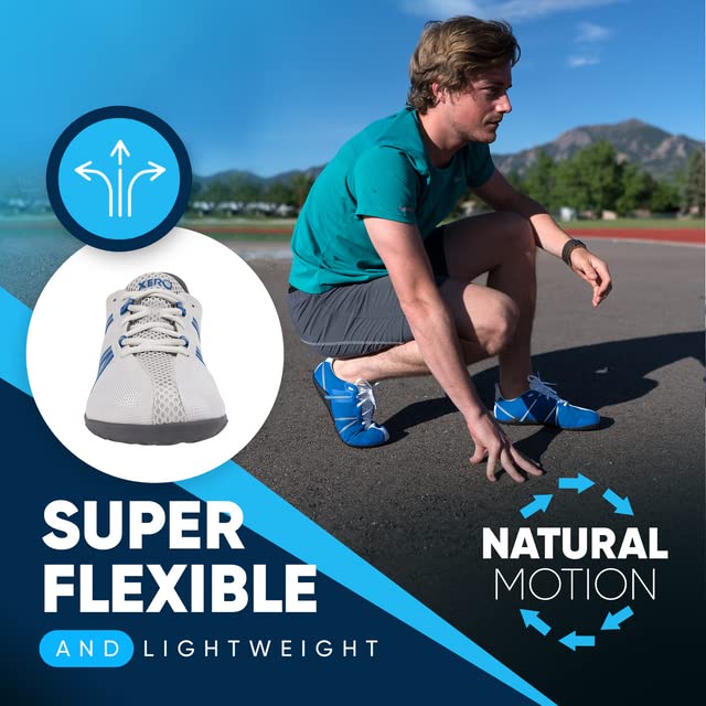 Xero Shoes Men's Speed Force Barefoot Running Shoes, Dawn Gray/Classic Blue, 13