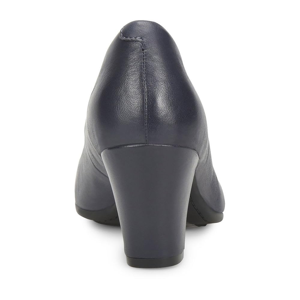 Sofft Lana Heeled Sandals for Women – Leather Lining and Upper – Microfiber Footbed – Closed Toe Style Sky Navy 8.5 M (B)