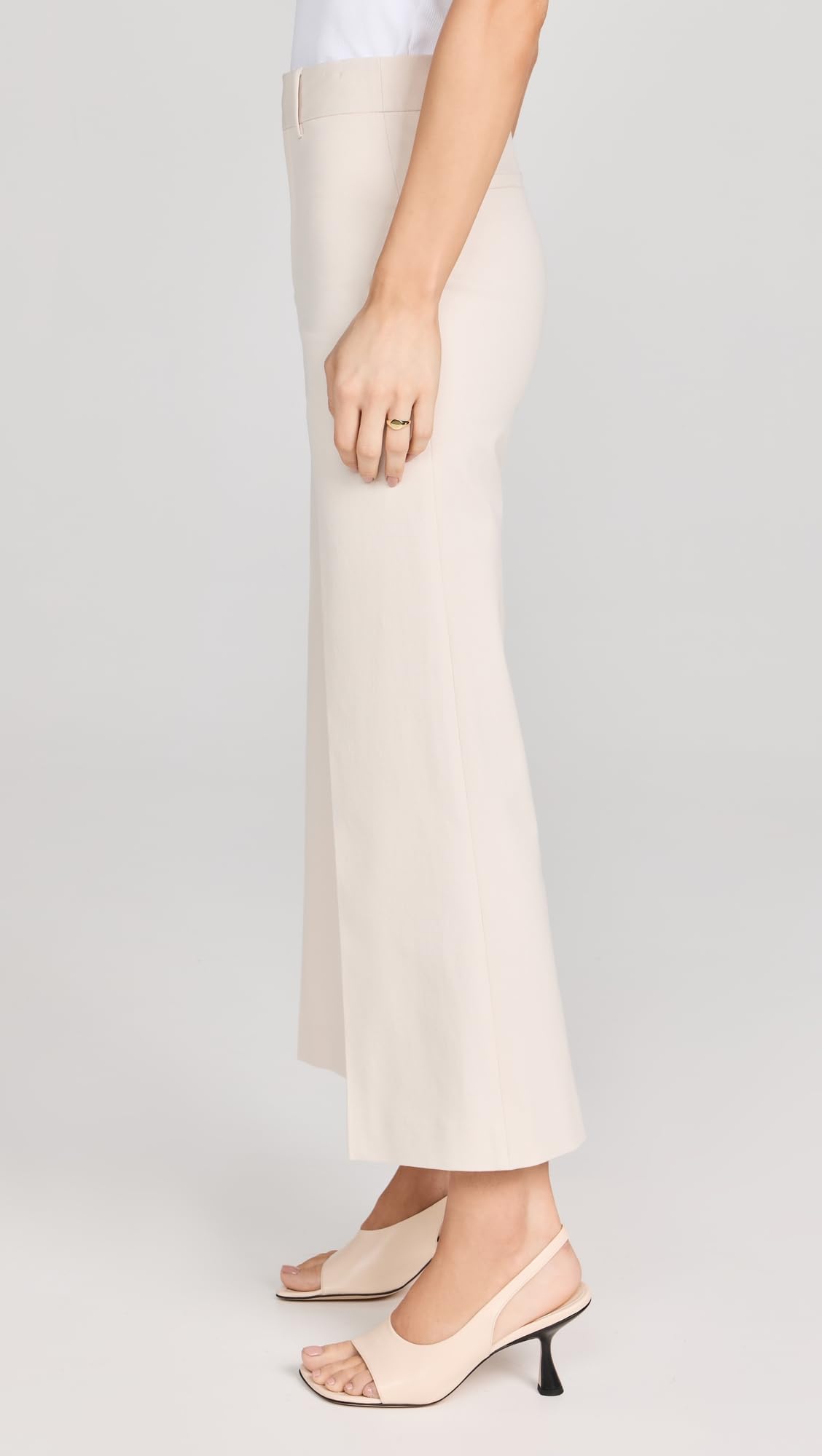 FRAME Women's Le Crop Palazzo Trousers, Bone, Off White, 10