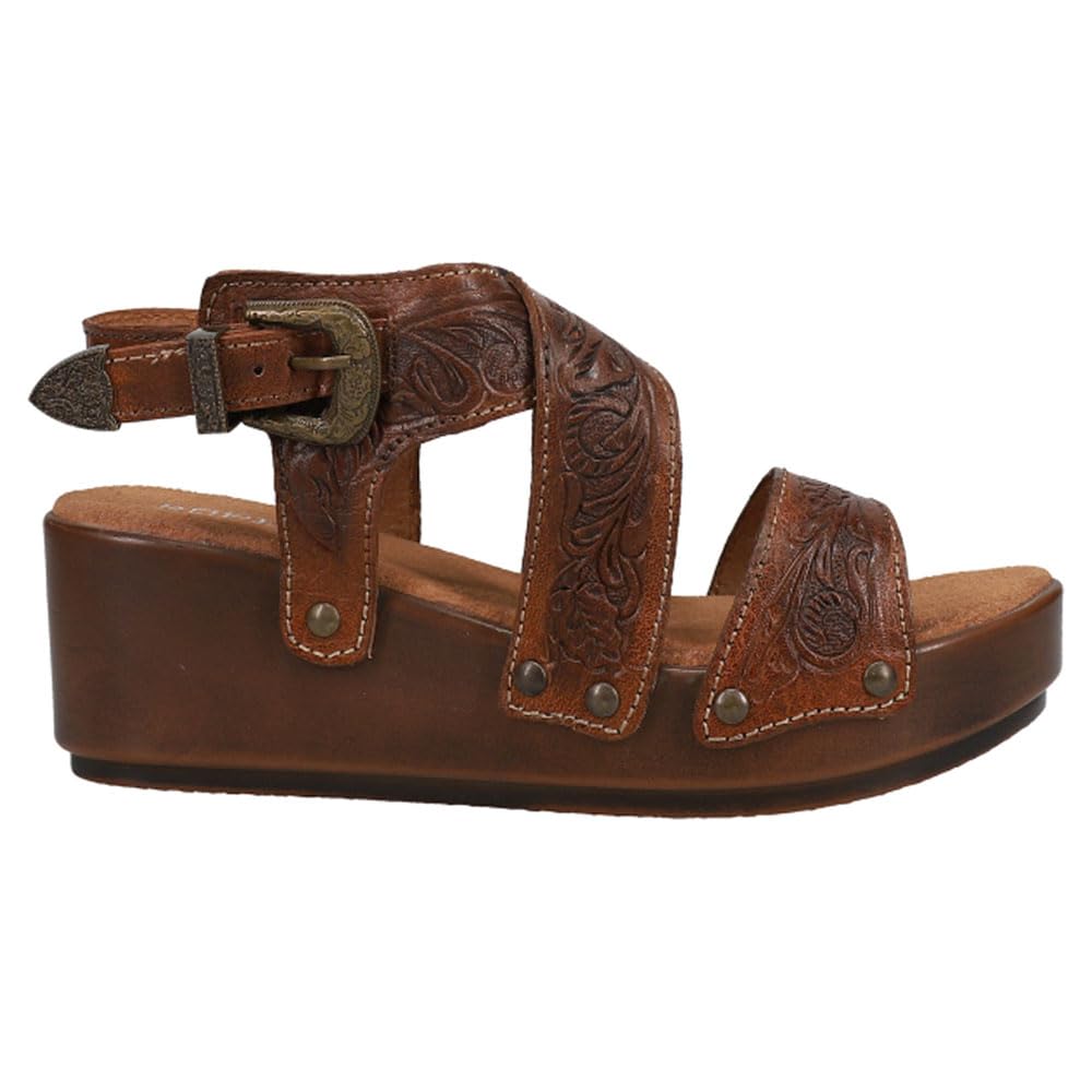 ROPER Womens Tan Leather Diva 3In Wedge Sandal Shoes 10