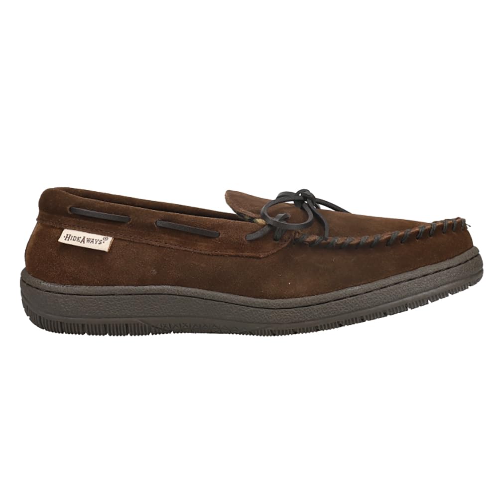 L.B. Evans mens Marion Moccassin slippers, Chocolate, 12 X-Wide US