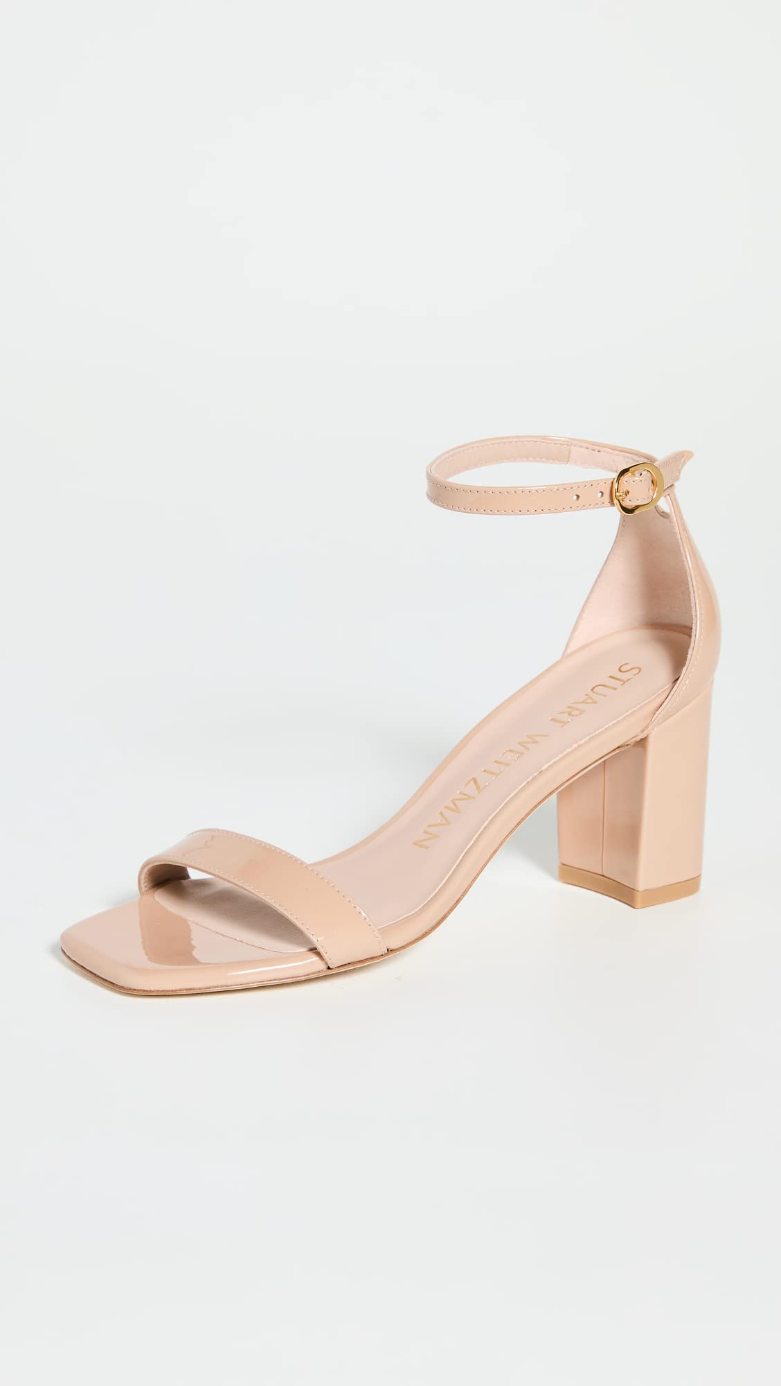 Stuart Weitzman Women's Nudistcurve 75 Block Sandals, Adobe, Tan, 6.5 Medium US