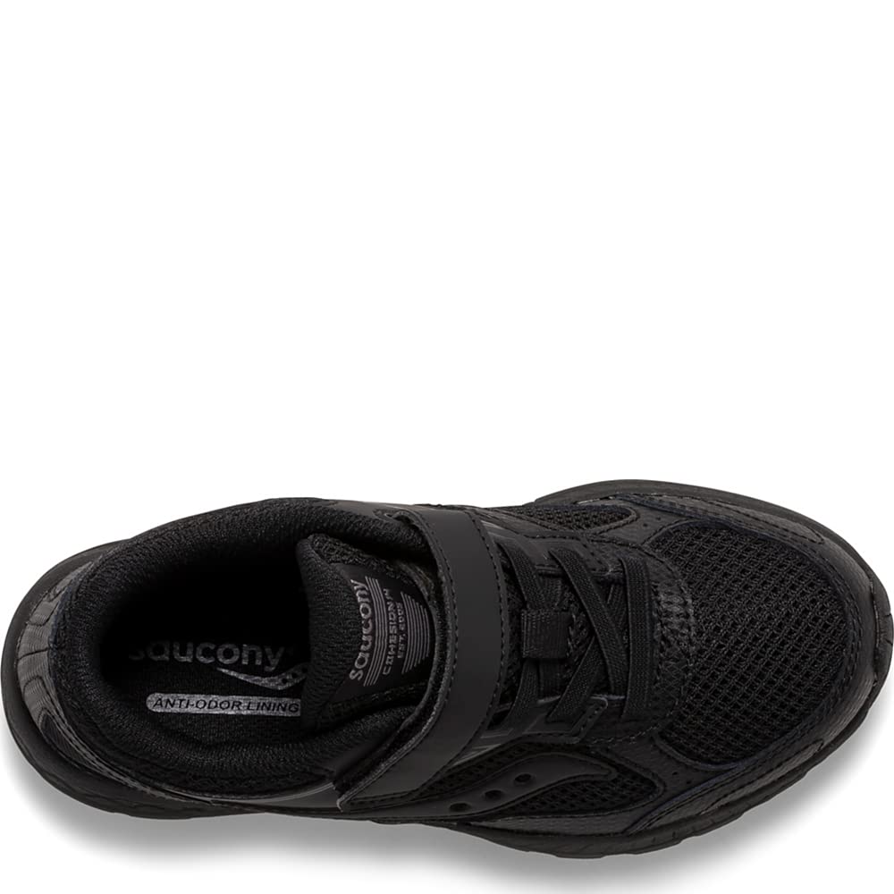 Saucony Cohesion 14 Alternative Closure Running Shoe, Black/Black, 12.5 Wide US Unisex Big_Kid