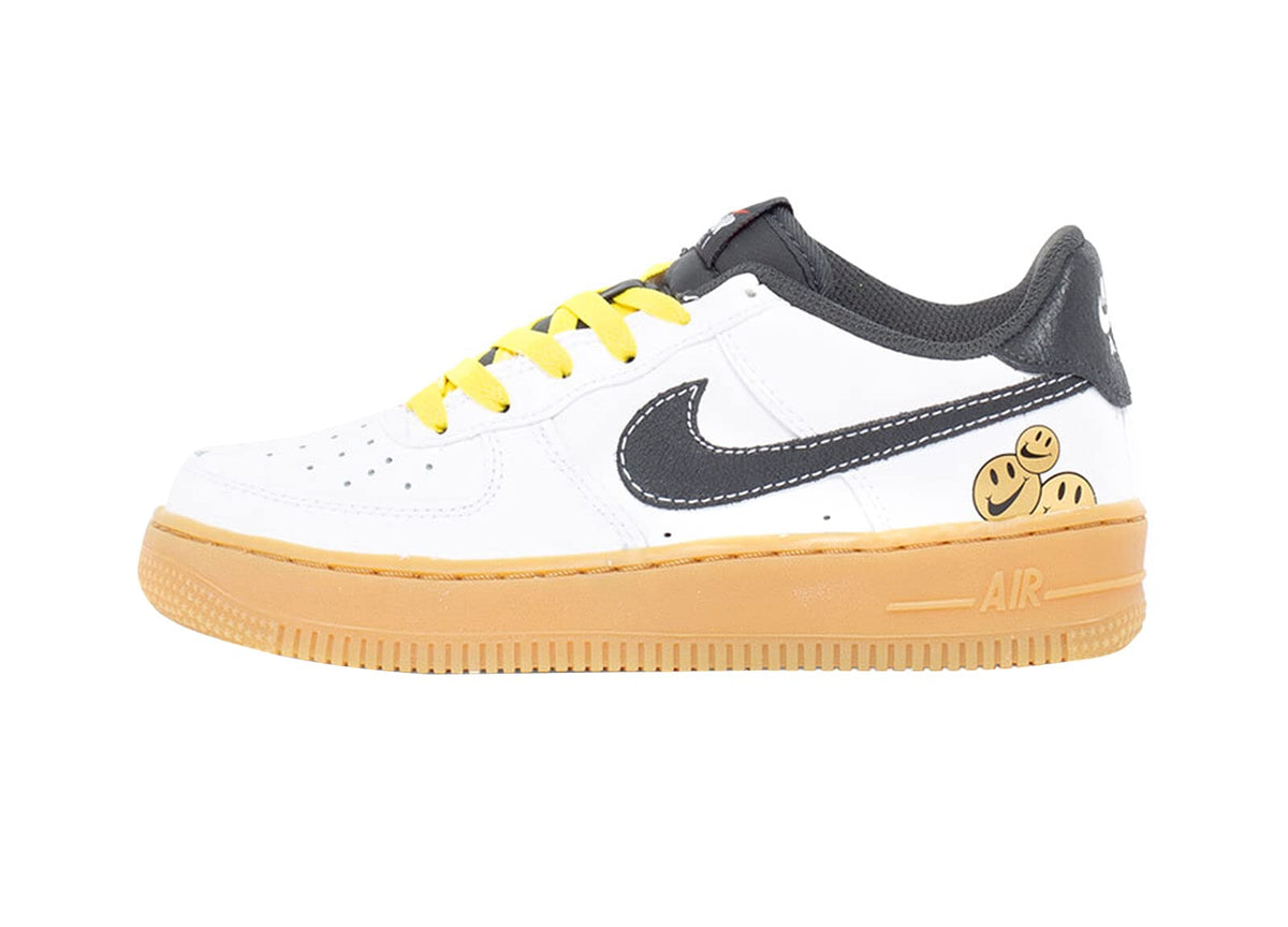 Nike Big Kid's Air Force 1 LV8 White/Anthracite-Yellow Strike (DO5854 100) - 4.5