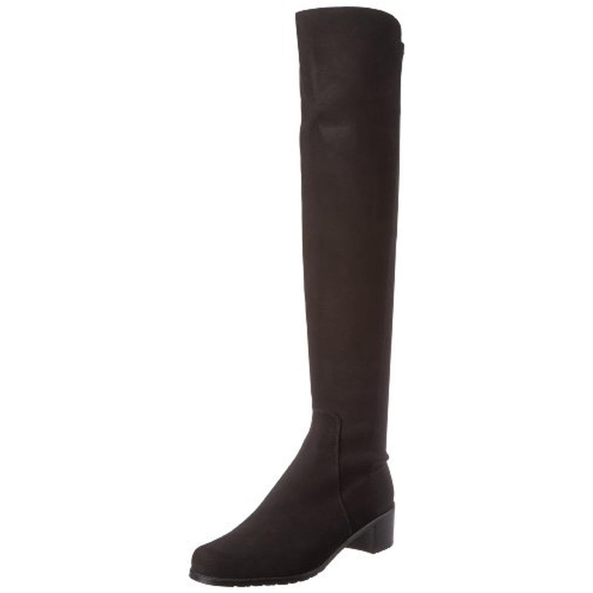 Stuart Weitzman Women's Reserve Knee High Boot Black Suede/Stretch Gabardine 10.5 N