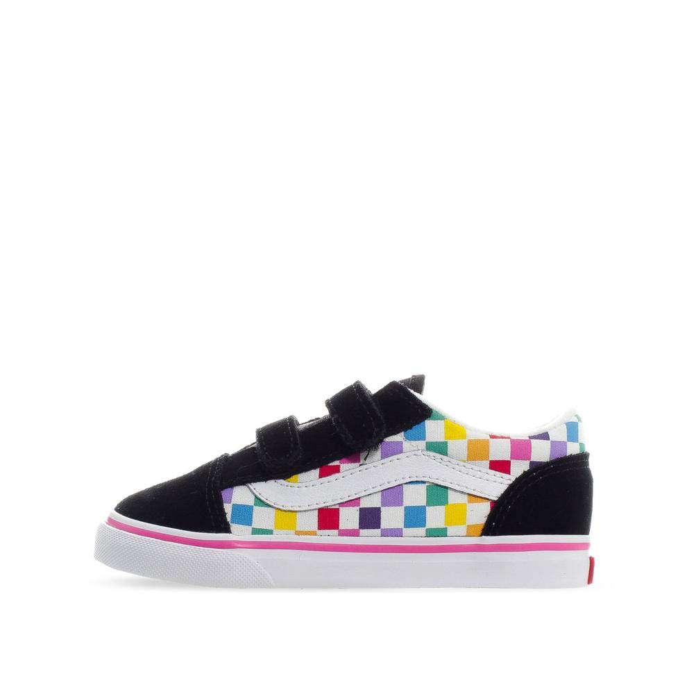 Vans Toddler Old Skool V INF Checkerboard Rainbow White Size 6