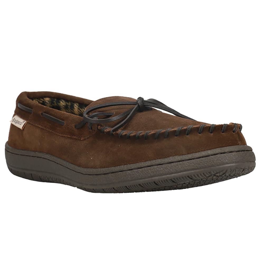 L.B. Evans mens Marion Moccassin slippers, Chocolate, 12 X-Wide US