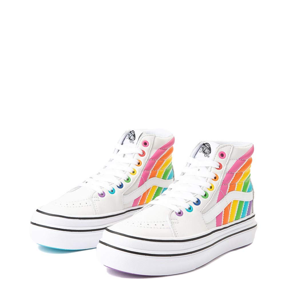 Unisex Classic Flour Shop Sk8 HI Super Comfycush Platform Skate Shoe White/Rainbow (7.5)