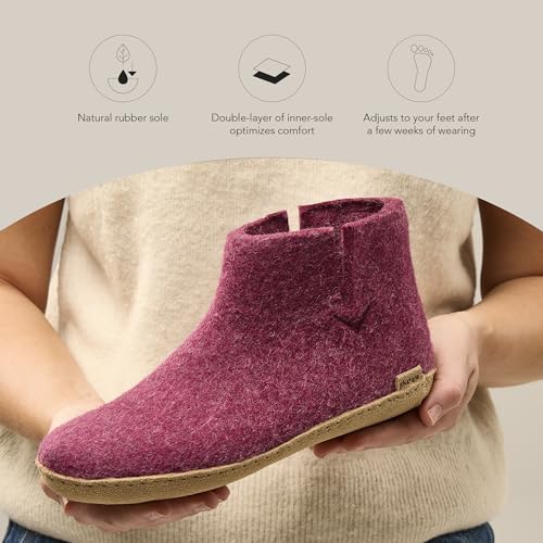 Glerups Wool Boot Leather Outsole Cranberry EU 38 (US Women's 7.5-8) Medium