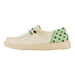 HEYDUDE Women's Wendy Luck White/Shamrock Size 5 | Women's Shoes | Women Slip-on Loafers | Comfortable & Light-Weight