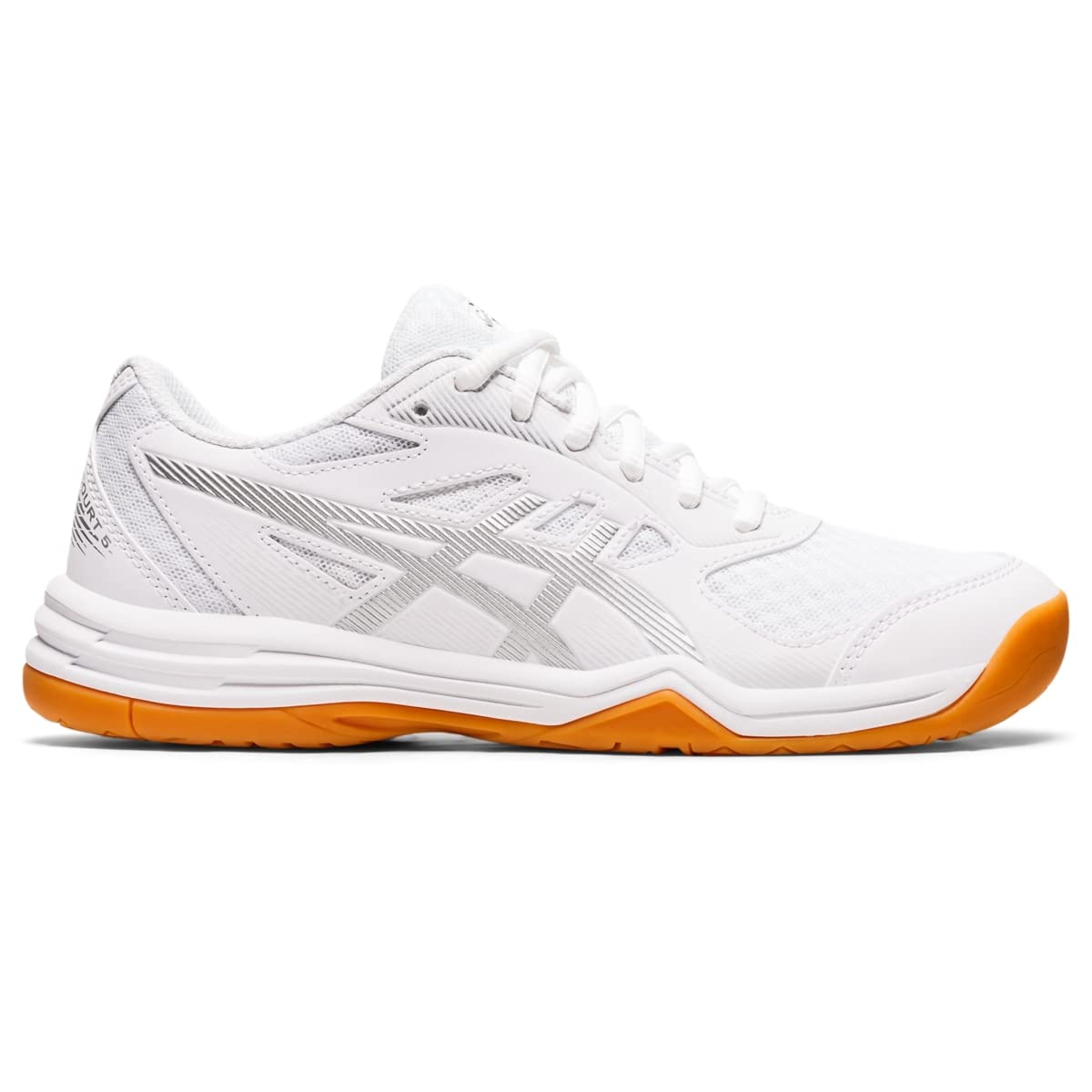 ASICS Women's Upcourt 5 Volleyball Shoes, 5.5, White/Pure Silver
