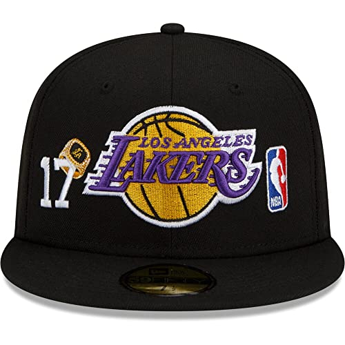 New Era LA Los Angeles Lakers 59FIFTY 17x NBA World Champions Count The Rings Fitted Cap, Hat (US, Numeric, 8, Black)
