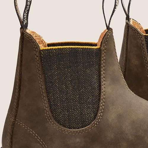 Blundstone 1944 Unisex Classic Series Chelsea Boot for Men and Women with Shock Absorption and Premium Water Resistant Leather, Rustic Brown/Mustard Black, 6.5 US Men / 8.5 US Women / 5.5 AU