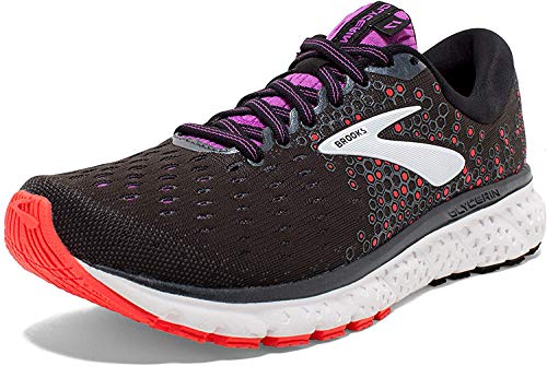Brooks Womens Glycerin 17 Running Shoe - Black/Fiery Coral/Purple - D - 7.0