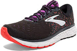 Brooks Womens Glycerin 17 Running Shoe - Black/Fiery Coral/Purple - D - 7.0