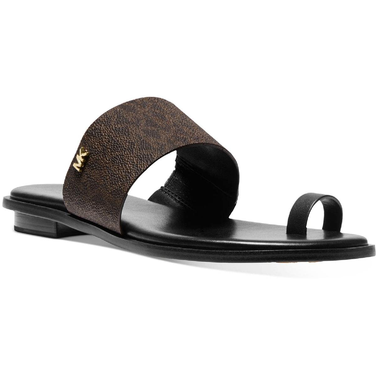 Michael Kors August Flat Sandal 6.5 Brown/Black