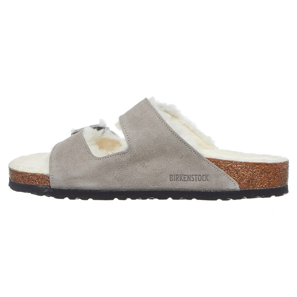 Birkenstock Men's Arizona Shearling Sandals, Stone Coin/Natural, Grey, 10 Women/8 Men