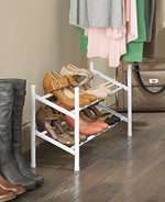 Whitmor 2-Tier Expandable and Stackable Shoe Rack, White