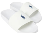 POLO RALPH LAUREN Polo Slide Sandal White/Navy 9 D (M)