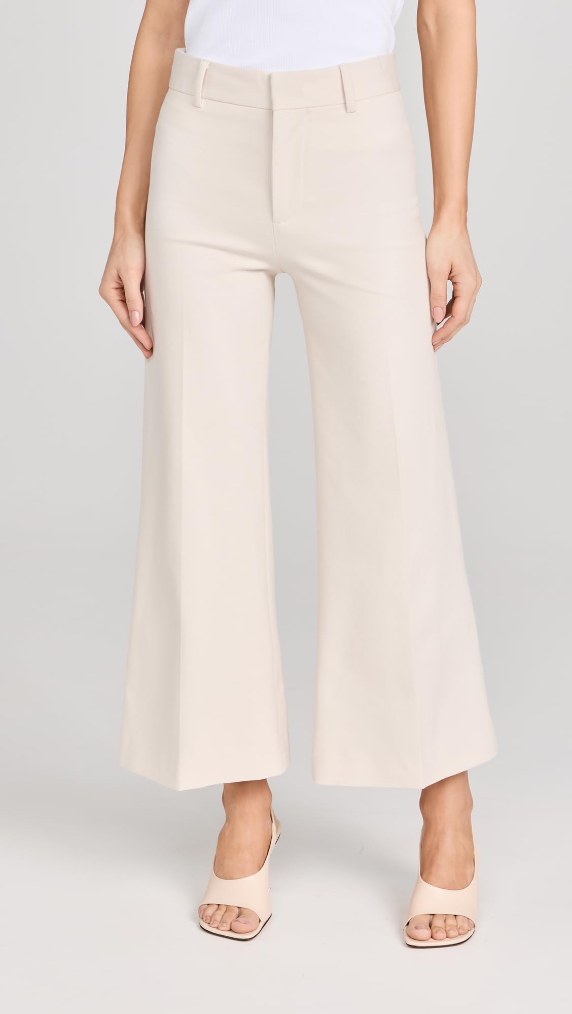 FRAME Women's Le Crop Palazzo Trousers, Bone, Off White, 10