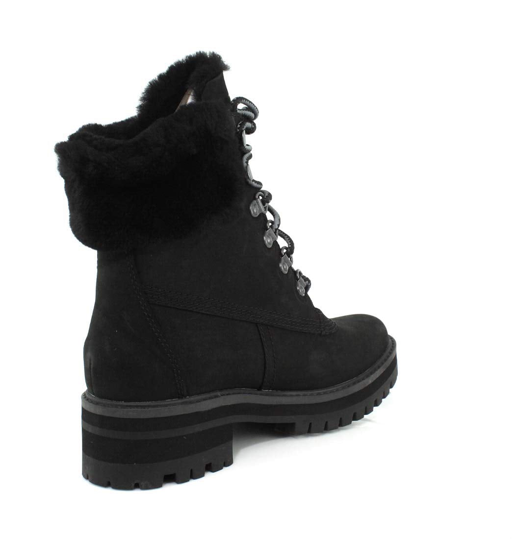 Timberland Women's Courmayeur Valley WP 6in with Shearling, Black Nubuck, 8.5 M US