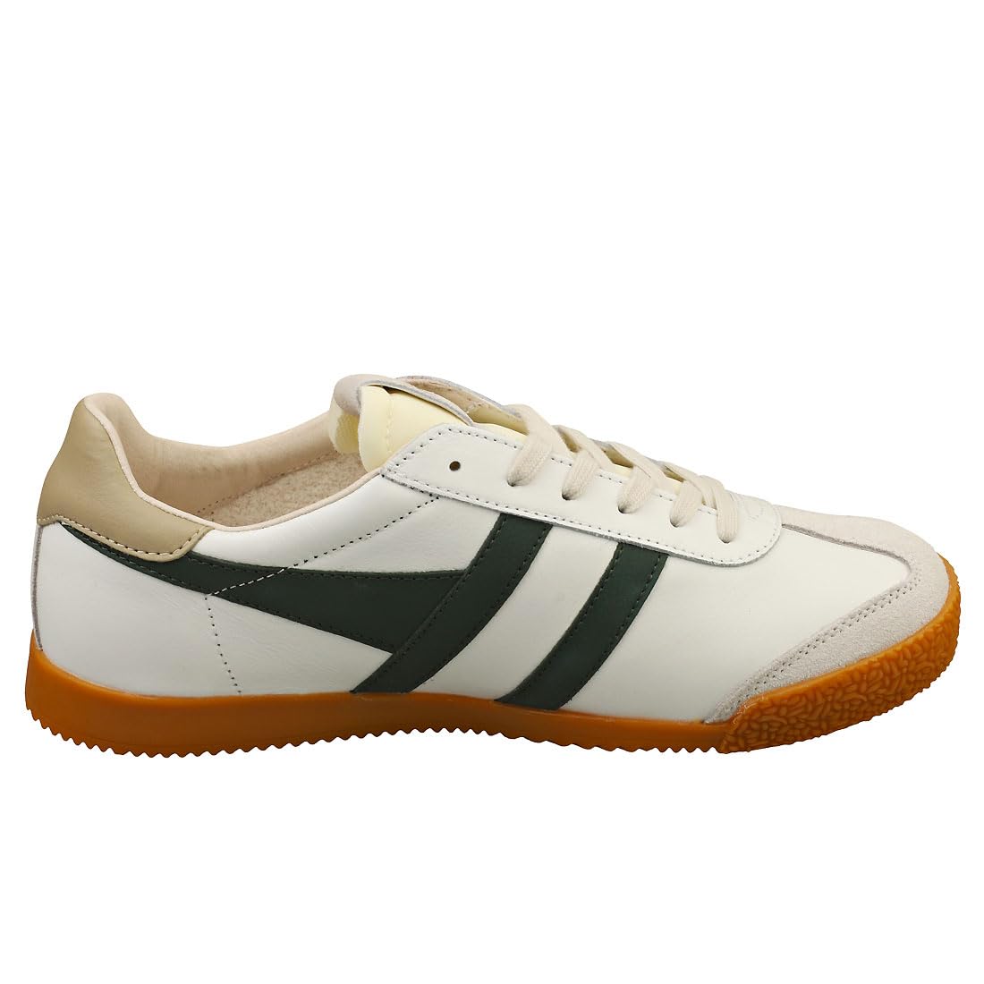 Gola Women's Elan Leather Sneaker, White/Evergreen/Bone, 7.5